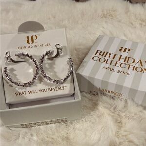 Birthday Collection April 2026 Rhodium CZ Hoop Earrings